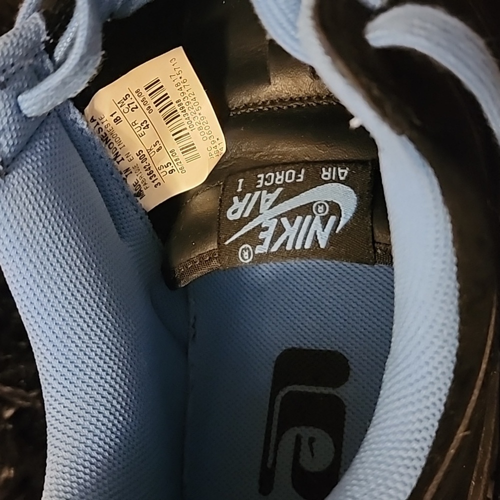 Nike Air Force 1 Low Black/University Blue. Size 9-1/12. AF1 - Picture 4 of 4
